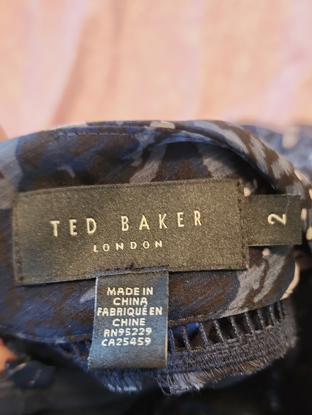 Ted Baker London Navy Floral Chiffon Midi Dress High Neck Long Sleeve Size 2 - Picture 11 of 16